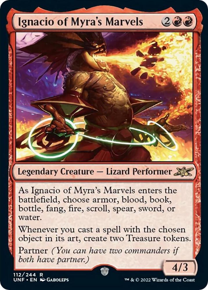 Ignacio of Myra's Marvels 112 card from Unfinity