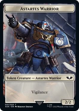 Astartes Warrior (001) // Clue Double-Sided Token 1 // 21 card from Universes Beyond: Warhammer 40,000