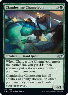 Clandestine Chameleon 134 card from Unfinity