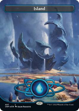 Island (Borderless) (Galaxy Foil) 487 card from Unfinity
