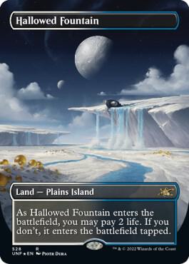 Hallowed Fountain (Borderless) (Galaxy Foil) 528 card from Unfinity