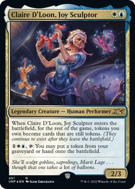 Claire D'Loon, Joy Sculptor (Galaxy Foil) 451 card from Unfinity