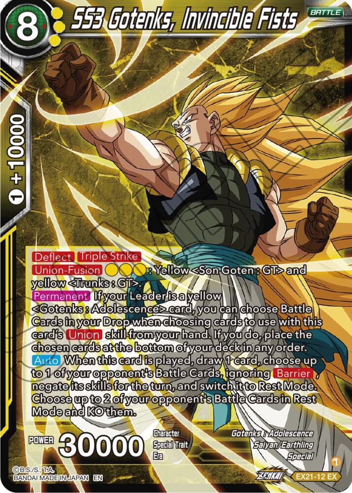 SS3 Gotenks, Invincible Fists EX21-12 card from 5th Anniversary Set