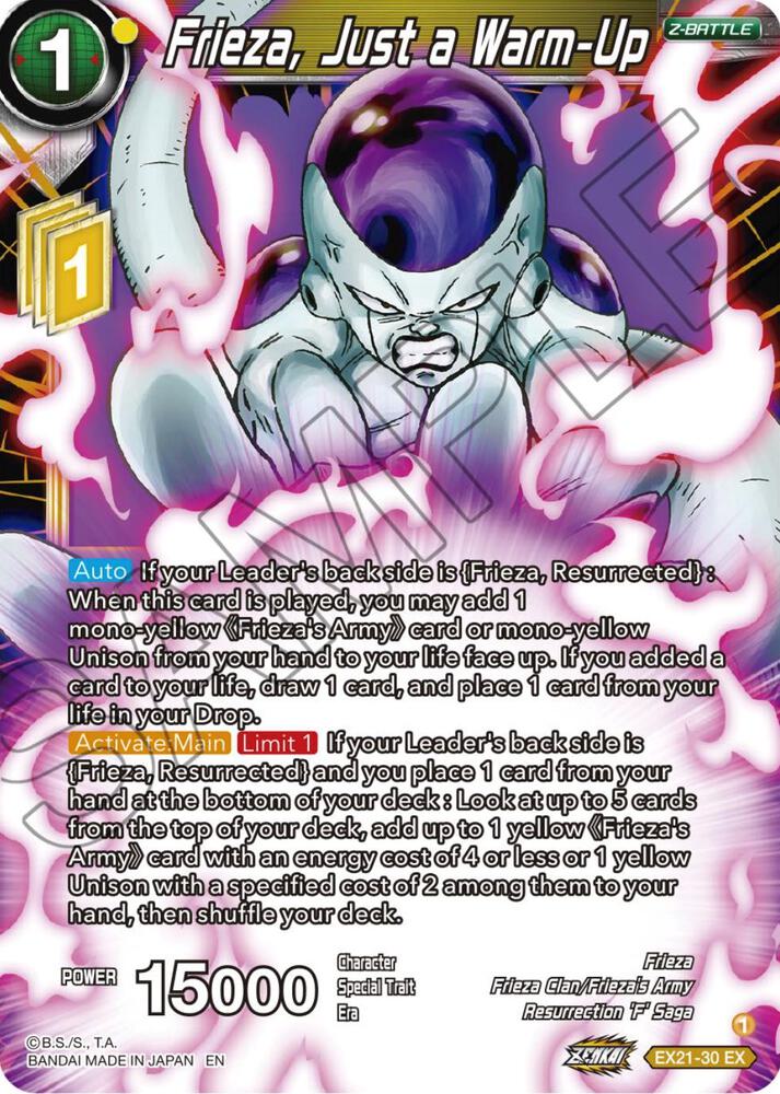 Frieza, Just a Warm-Up EX21-30 card from 5th Anniversary Set