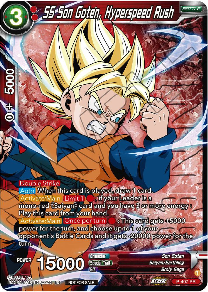 SS Son Goten, Hyperspeed Rush (Zenkai Series Tournament Pack Vol.1 Winner) P-407 card from Tournament Promotion Cards