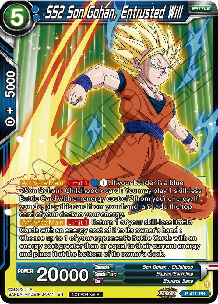 SS2 Son Gohan, Entrusted Will (Zenkai Series Tournament Pack Vol.1) P-410 card from Tournament Promotion Cards
