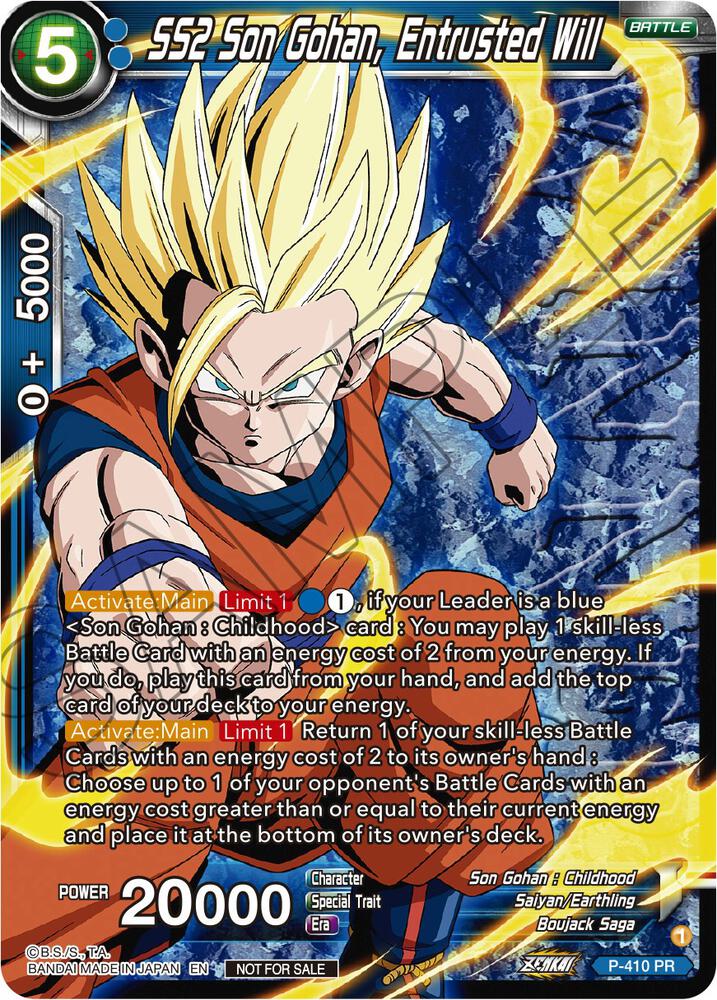 SS2 Son Gohan, Entrusted Will (Zenkai Series Tournament Pack Vol.1 Winner) P-410 card from Tournament Promotion Cards