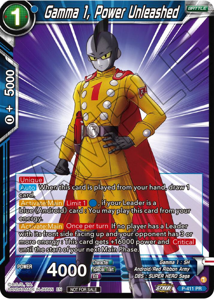 Gamma 1, Power Unleashed (Zenkai Series Tournament Pack Vol.1) P-411 card from Tournament Promotion Cards