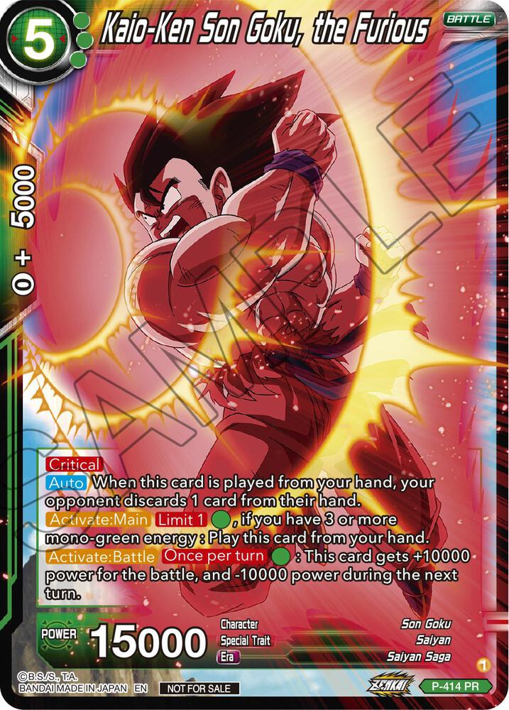 Kaio-Ken Son Goku, the Furious (Zenkai Series Tournament Pack Vol.1) P-414 card from Tournament Promotion Cards