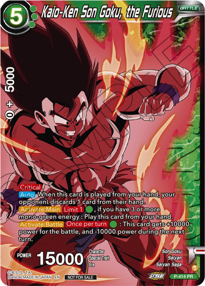 Kaio-Ken Son Goku, the Furious (Zenkai Series Tournament Pack Vol.1 Winner) P-414 card from Tournament Promotion Cards