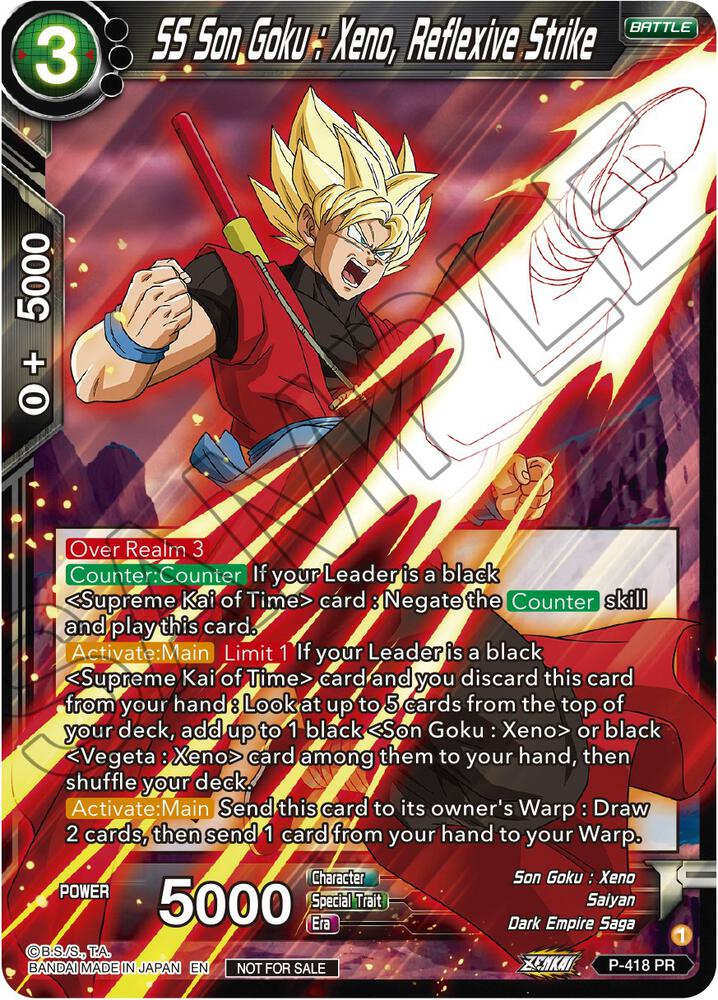 SS Son Goku: Xeno, Reflexive Strike (Zenkai Series Tournament Pack Vol.1) P-418 card from Tournament Promotion Cards