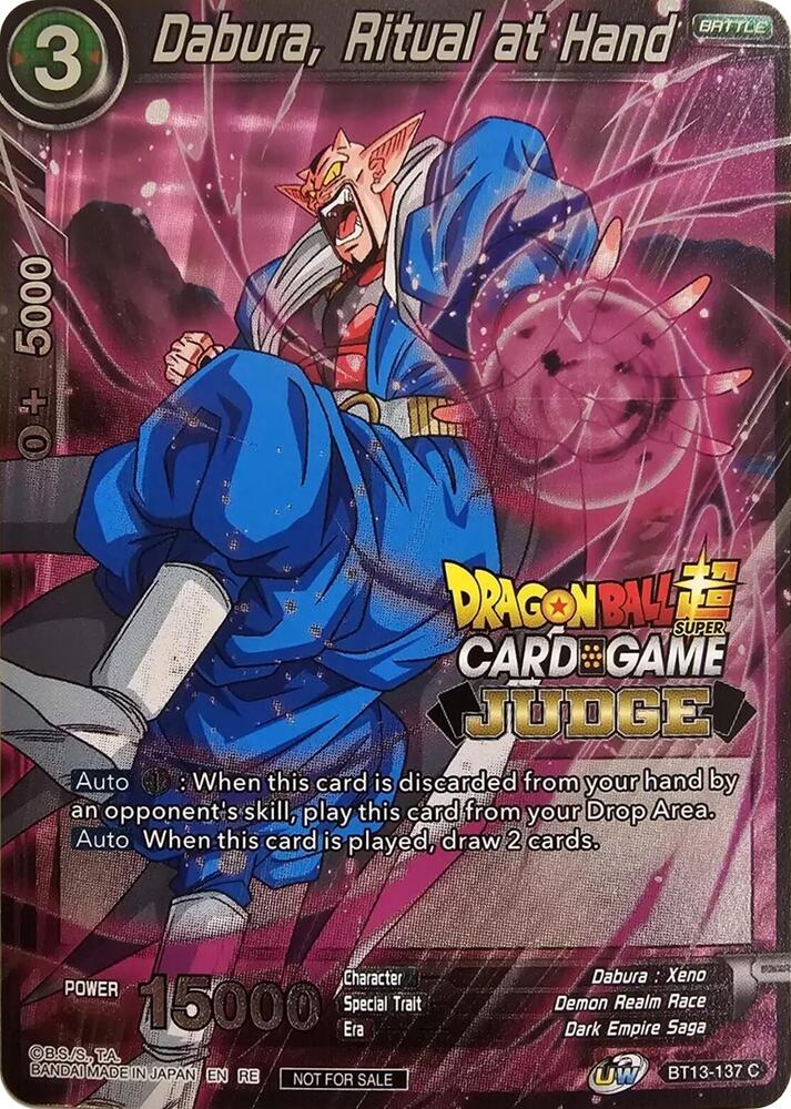 Dabura, Ritual at Hand (Judge Pack Vol.12) BT13-137 card from Tournament Promotion Cards