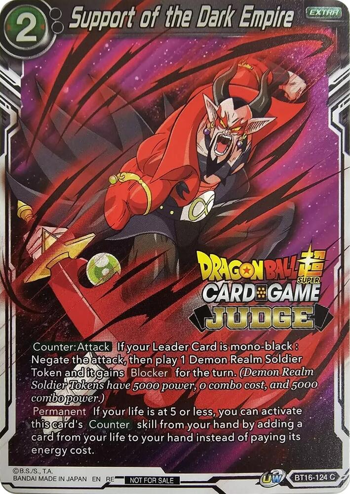 Support of the Dark Empire (Judge Pack Vol.12) BT16-124 card from Tournament Promotion Cards