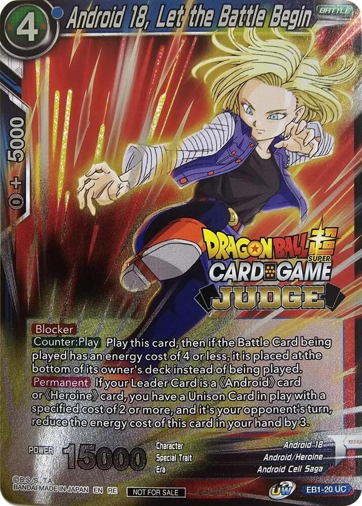 Android 18, Let the Battle Begin (Judge Pack Vol.12) EB1-20 card from Tournament Promotion Cards