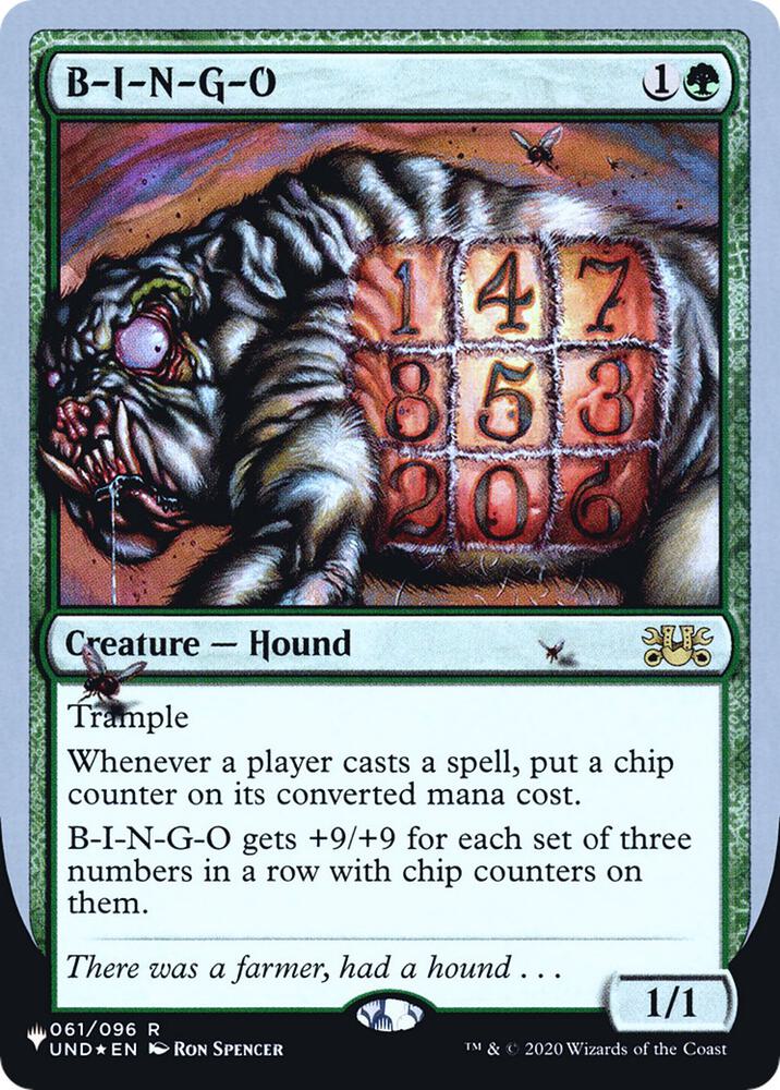 B-I-N-G-O 061/096 card from The List Reprints