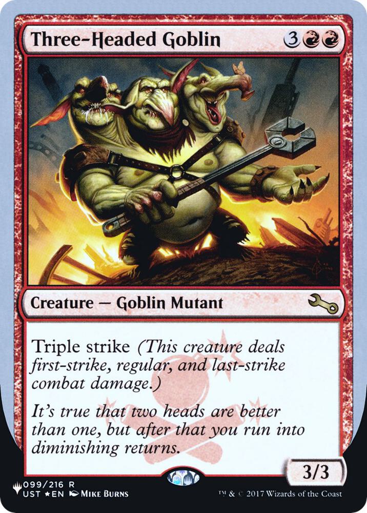 Three-Headed Goblin 099/216 card from The List Reprints