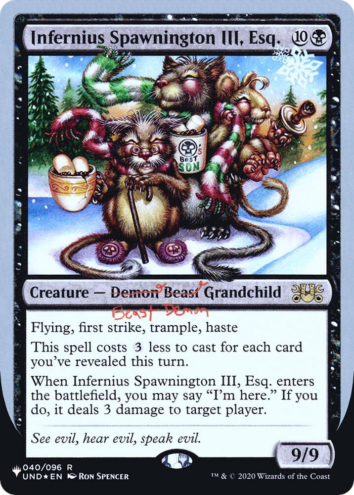 Infernius Spawnington III, Esq. 040/096 card from The List Reprints