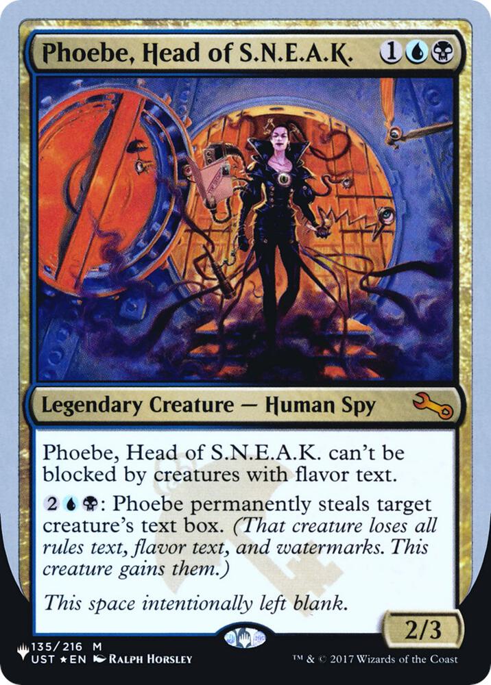 Phoebe, Head of S.N.E.A.K. 135/216 card from The List Reprints