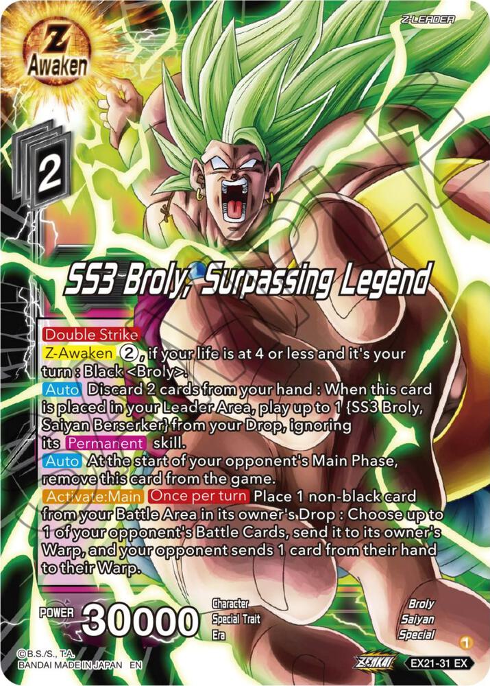 SS3 Broly, Surpassing Legend EX21-31 card from 5th Anniversary Set