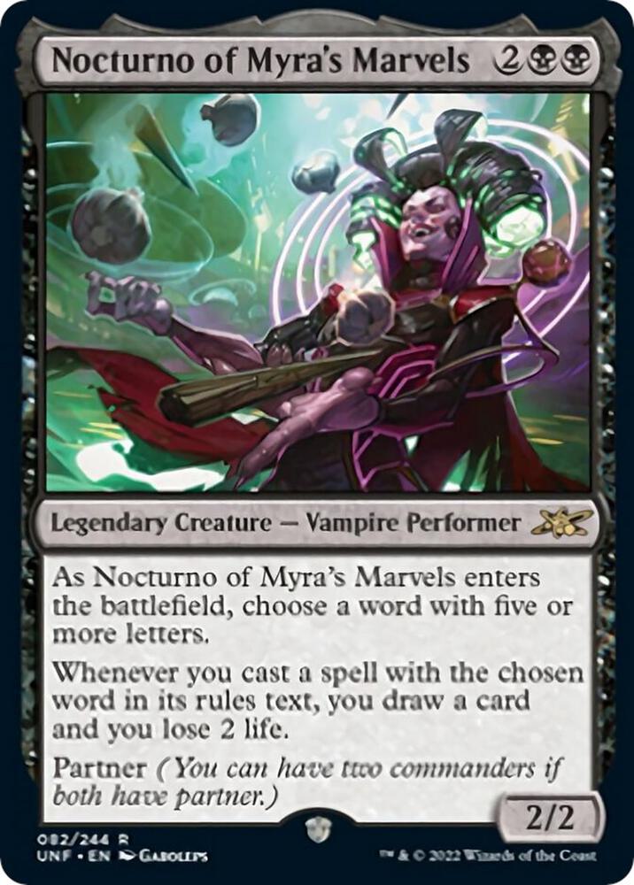 Nocturno of Myra's Marvels 82 card from Unfinity