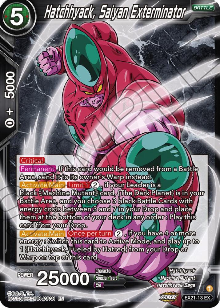 Hatchhyack, Saiyan Exterminator EX21-13 card from 5th Anniversary Set