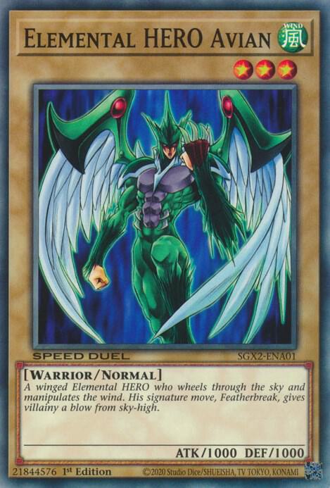 Elemental HERO Avian SGX2-ENA01 card from Speed Duel GX: Midterm Paradox