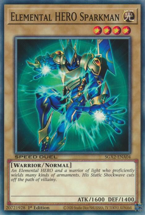 Elemental HERO Sparkman SGX2-ENA04 card from Speed Duel GX: Midterm Paradox