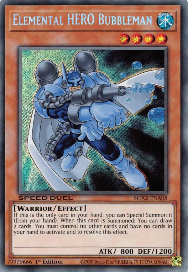 Elemental HERO Bubbleman (Secret Rare) SGX2-ENA08 card from Speed Duel GX: Midterm Paradox