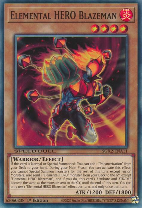 Elemental HERO Blazeman SGX2-ENA11 card from Speed Duel GX: Midterm Paradox