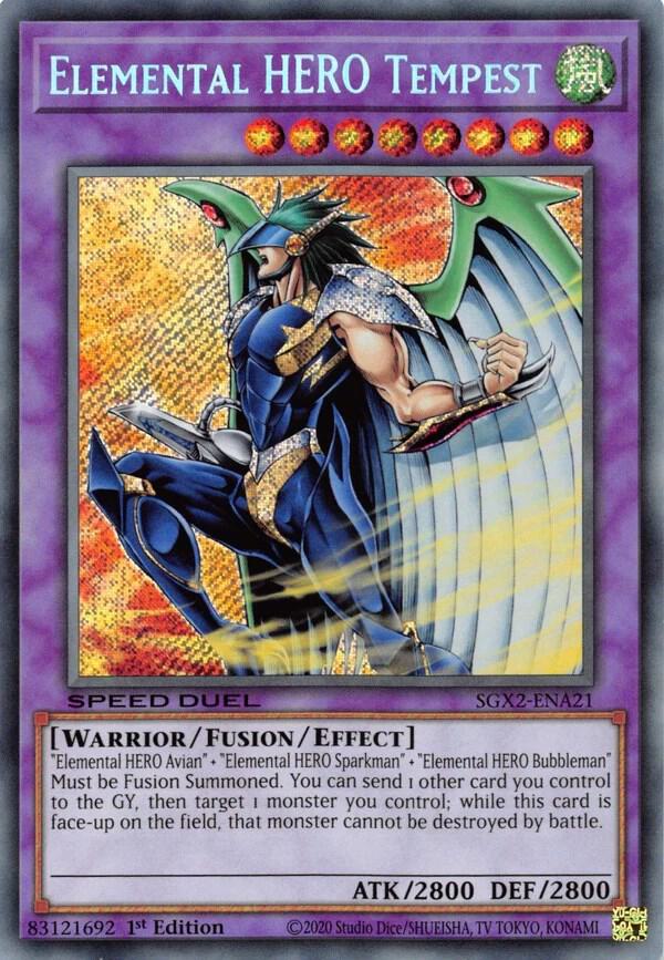 Elemental HERO Tempest (Secret Rare) SGX2-ENA21 card from Speed Duel GX: Midterm Paradox