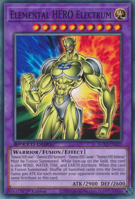 Elemental HERO Electrum SGX2-ENA22 card from Speed Duel GX: Midterm Paradox