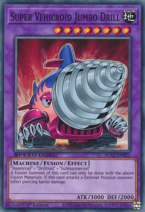 Super Vehicroid Jumbo Drill SGX2-ENB22 card from Speed Duel GX: Midterm Paradox