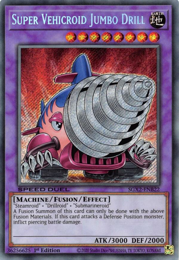Super Vehicroid Jumbo Drill (Secret Rare) SGX2-ENB22 card from Speed Duel GX: Midterm Paradox