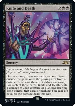 Knife and Death 77 card from Unfinity