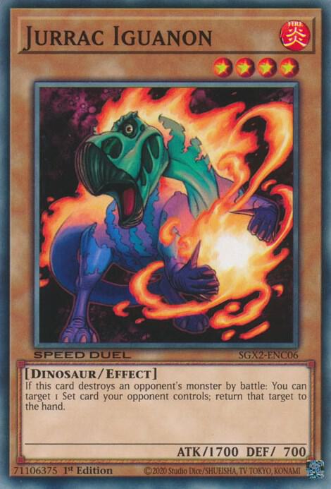 Jurrac Iguanon SGX2-ENC06 card from Speed Duel GX: Midterm Paradox