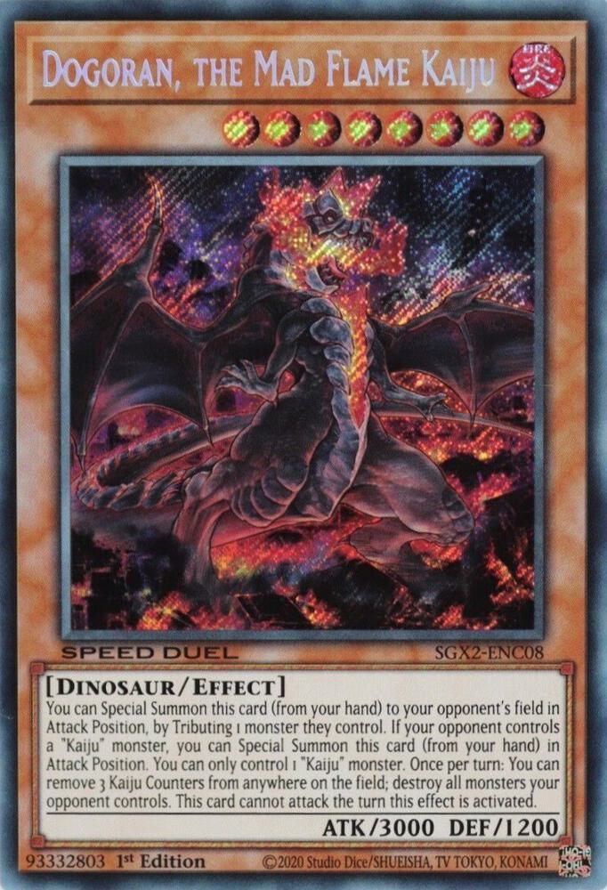 Dogoran, the Mad Flame Kaiju (Secret Rare) SGX2-ENC08 card from Speed Duel GX: Midterm Paradox
