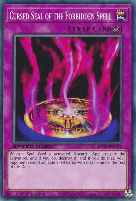 Cursed Seal of the Forbidden Spell SGX2-ENC17 card from Speed Duel GX: Midterm Paradox