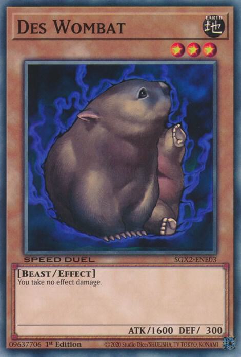 Des Wombat SGX2-ENE03 card from Speed Duel GX: Midterm Paradox