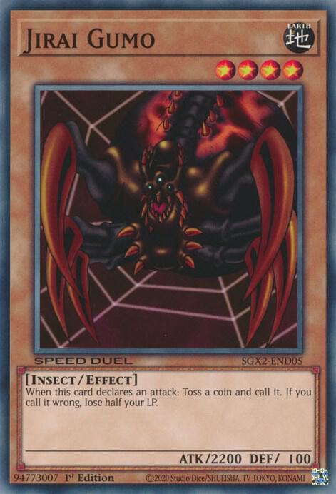 Jirai Gumo SGX2-END05 card from Speed Duel GX: Midterm Paradox