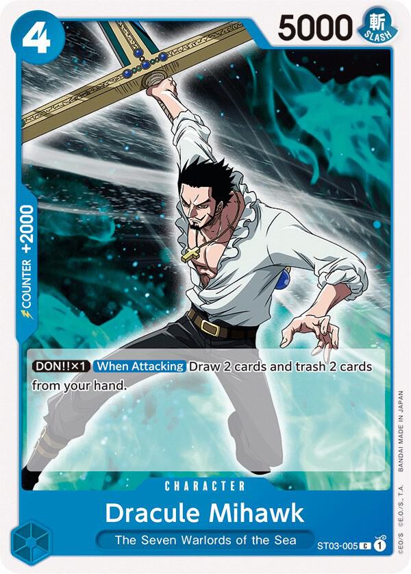 Dracule Mihawk ST03-005 card from Starter Deck 3: The Seven Warlords of The Sea