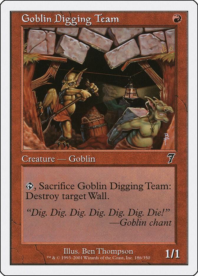 Goblin Digging Team 186 card from 7th Edition