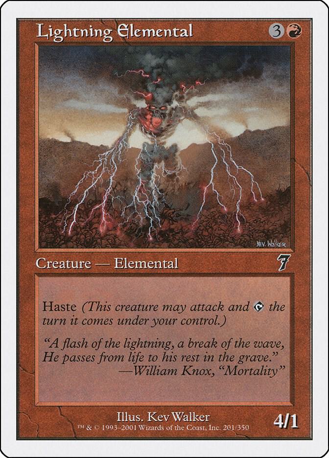 Lightning Elemental 201 card from 7th Edition