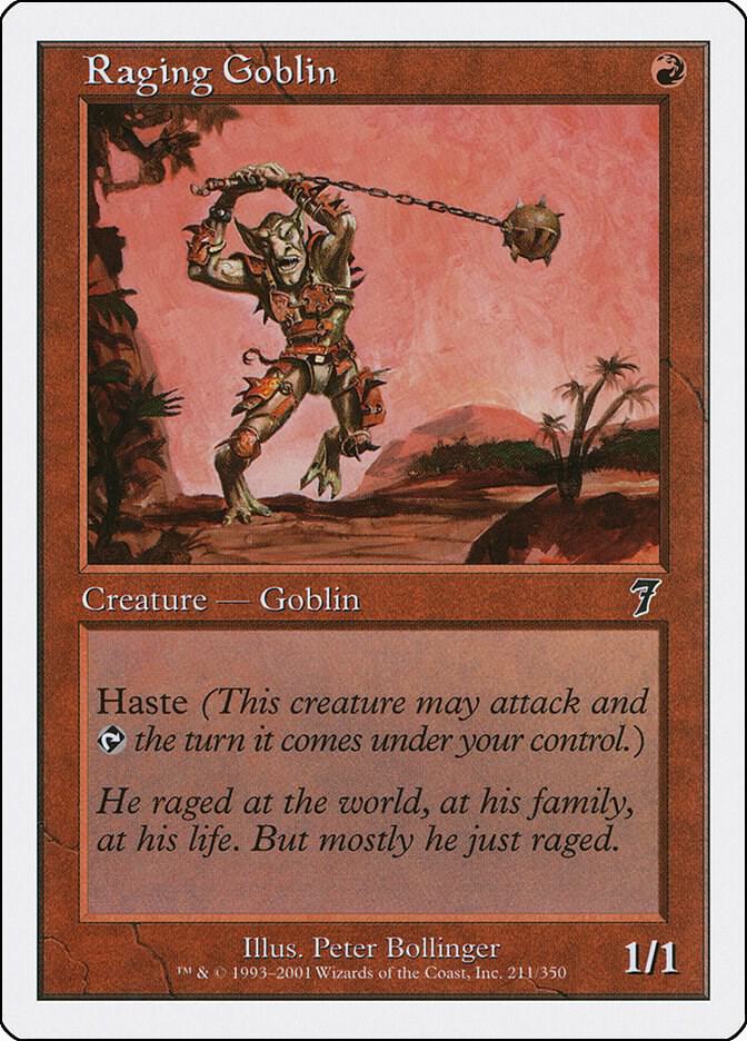 Raging Goblin 211 card from 7th Edition