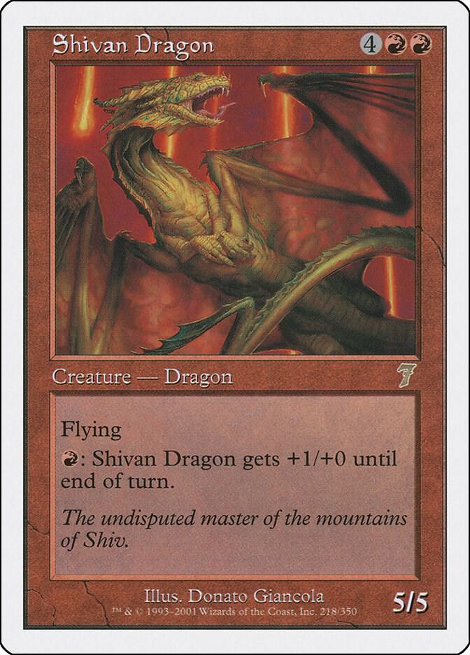 Shivan Dragon 218 card from 7th Edition