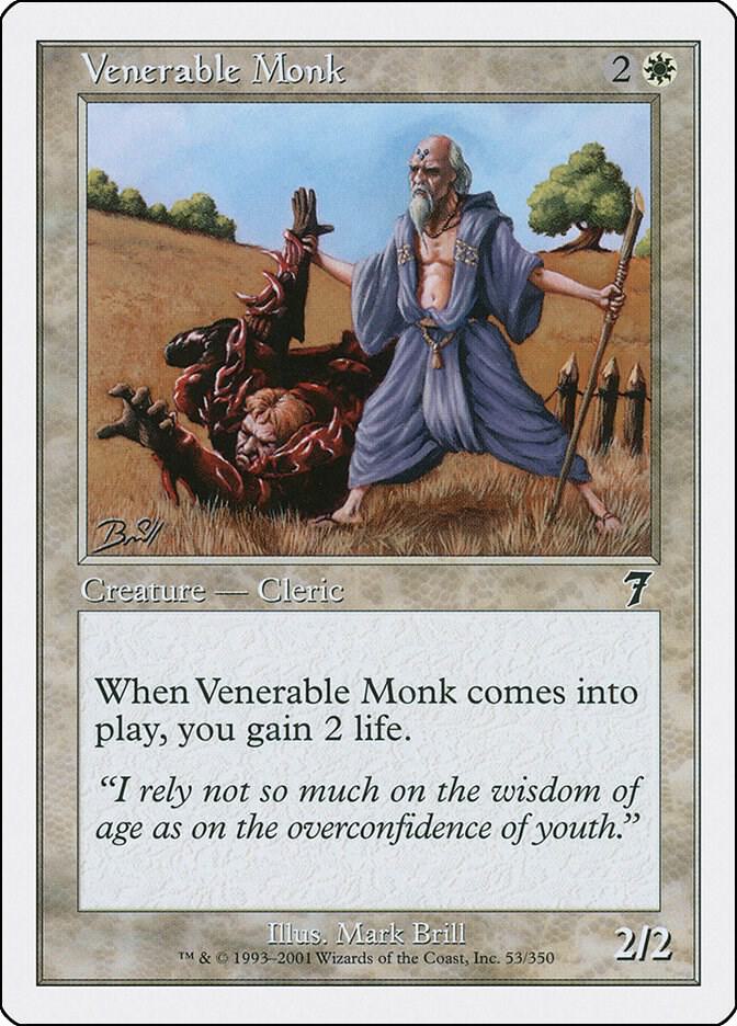 Venerable Monk 53 card from 7th Edition