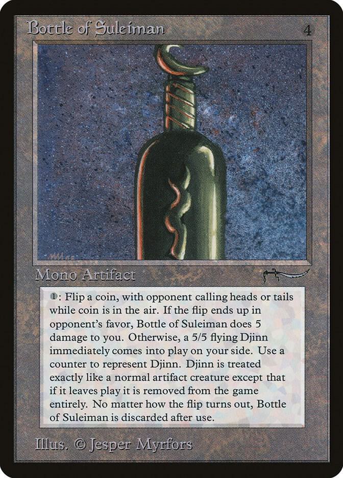 Bottle of Suleiman card from Arabian Nights