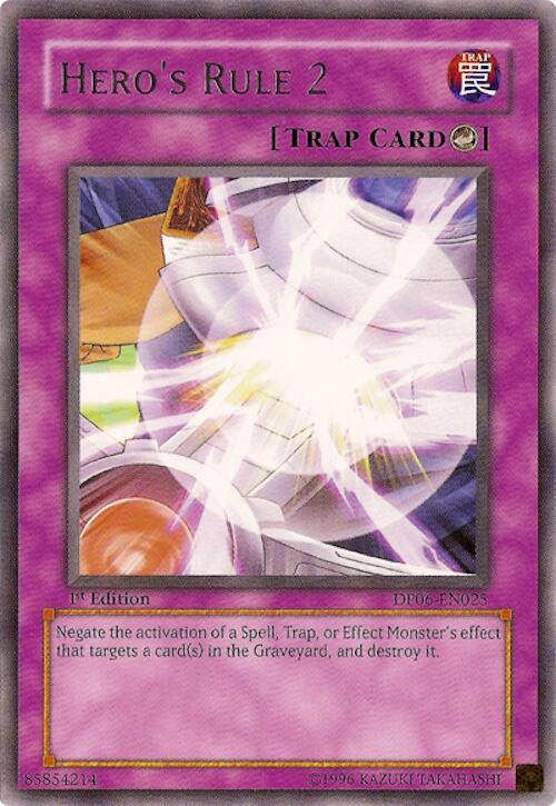 Hero's Rule 2 DP06-EN025 card from Duelist Pack 6: Jaden Yuki 3