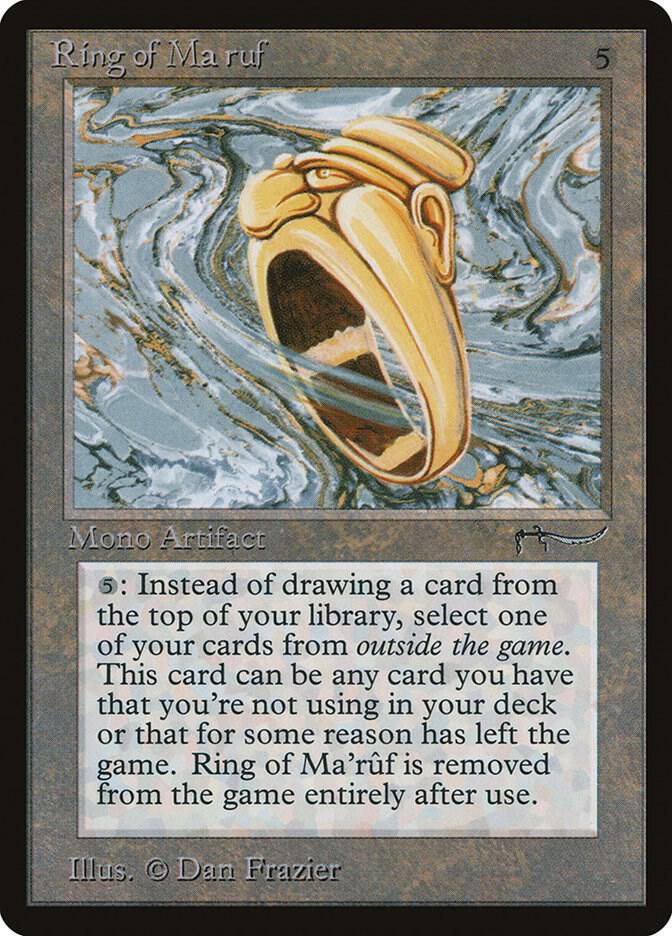 Ring of Ma'ruf card from Arabian Nights