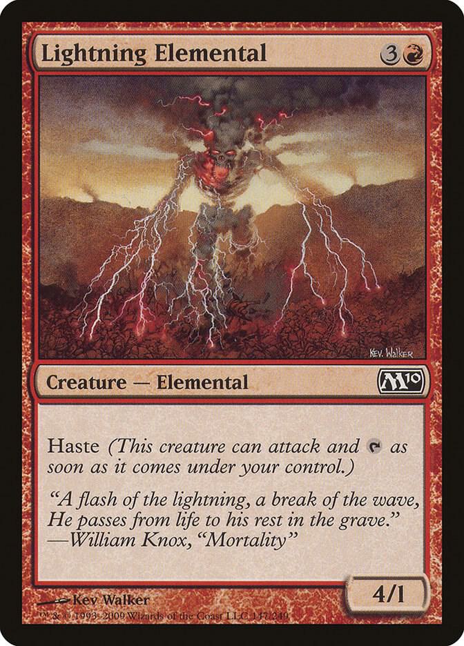Lightning Elemental 147 card from Magic 2010 (M10)