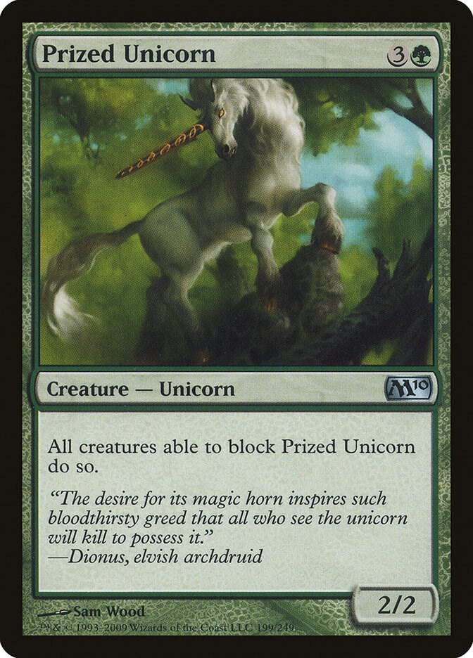 Prized Unicorn 199 card from Magic 2010 (M10)